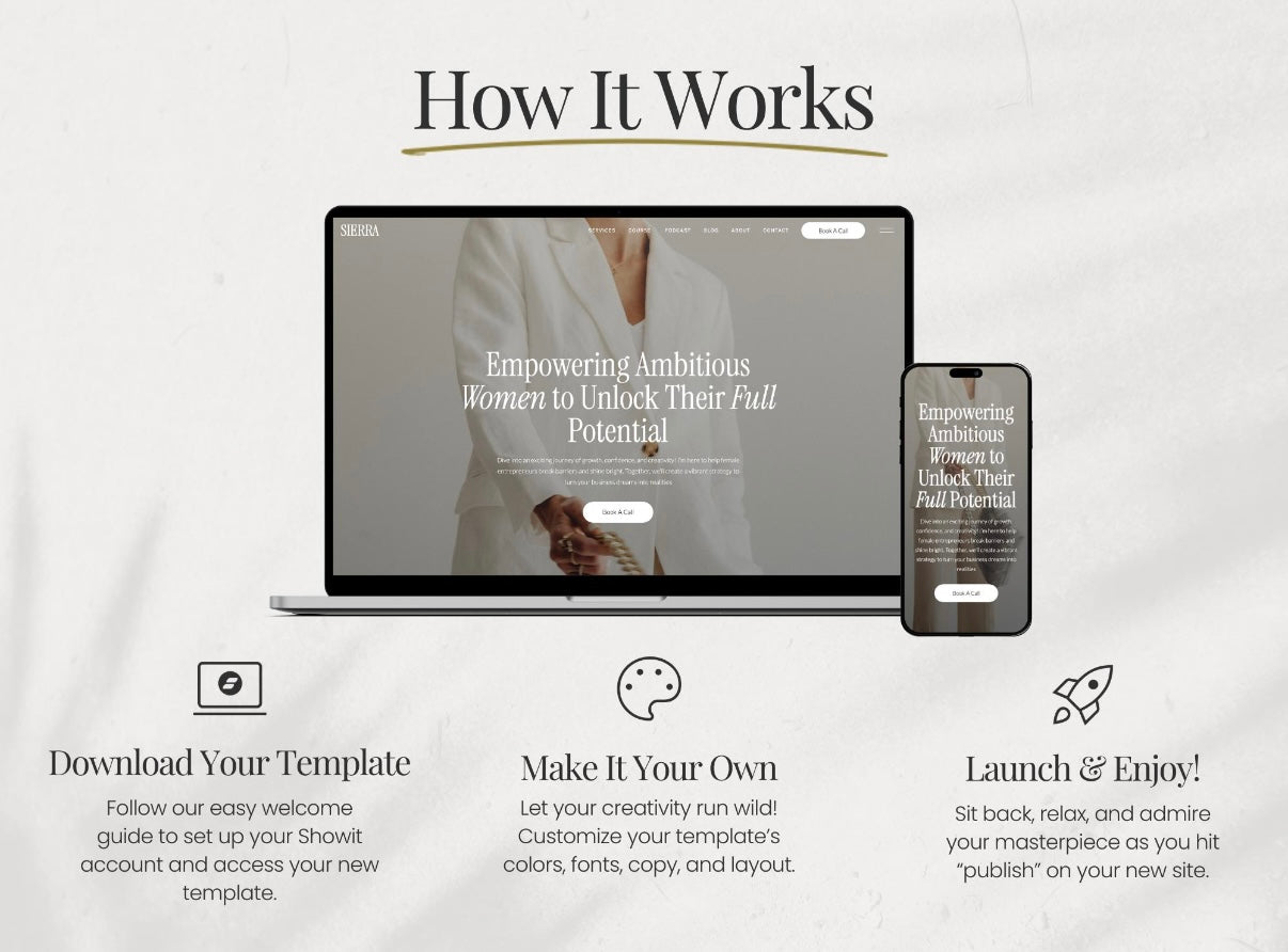 Sierra – A Sleek, Modern Showit Website Template for Coaches & Freelancers