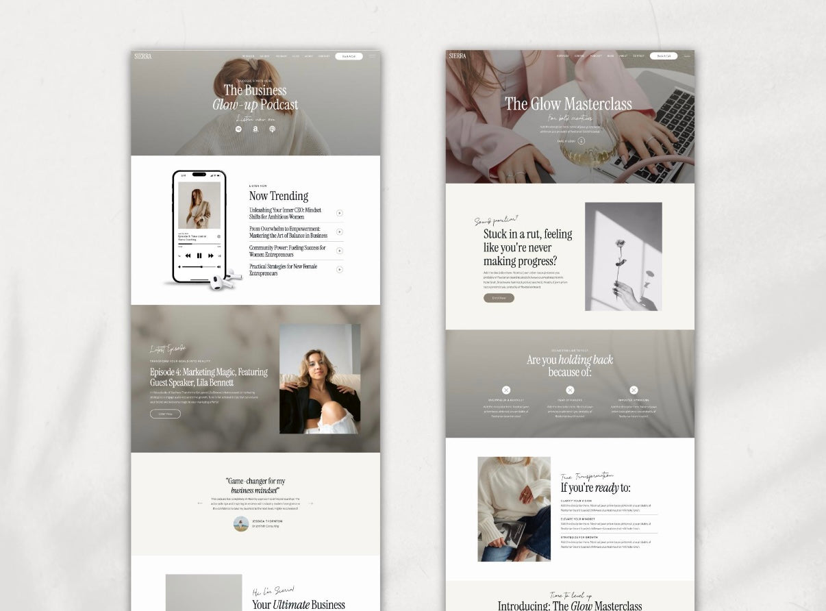 Sierra – A Sleek, Modern Showit Website Template for Coaches & Freelancers
