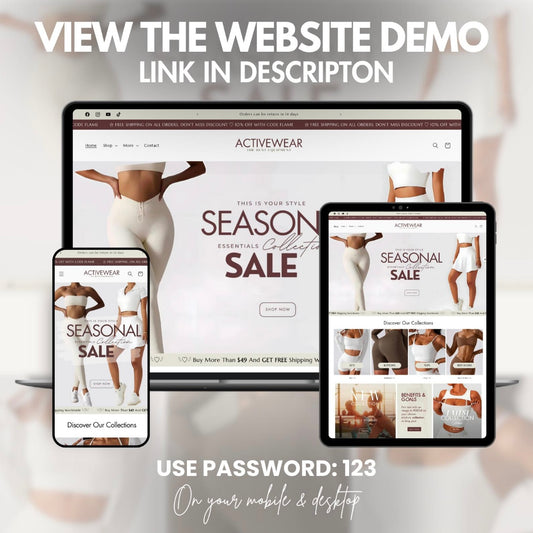 Activewear Sportswear Shopify Theme | OS 2.0 | Beige & White | 20 Bonus Instagram Templates