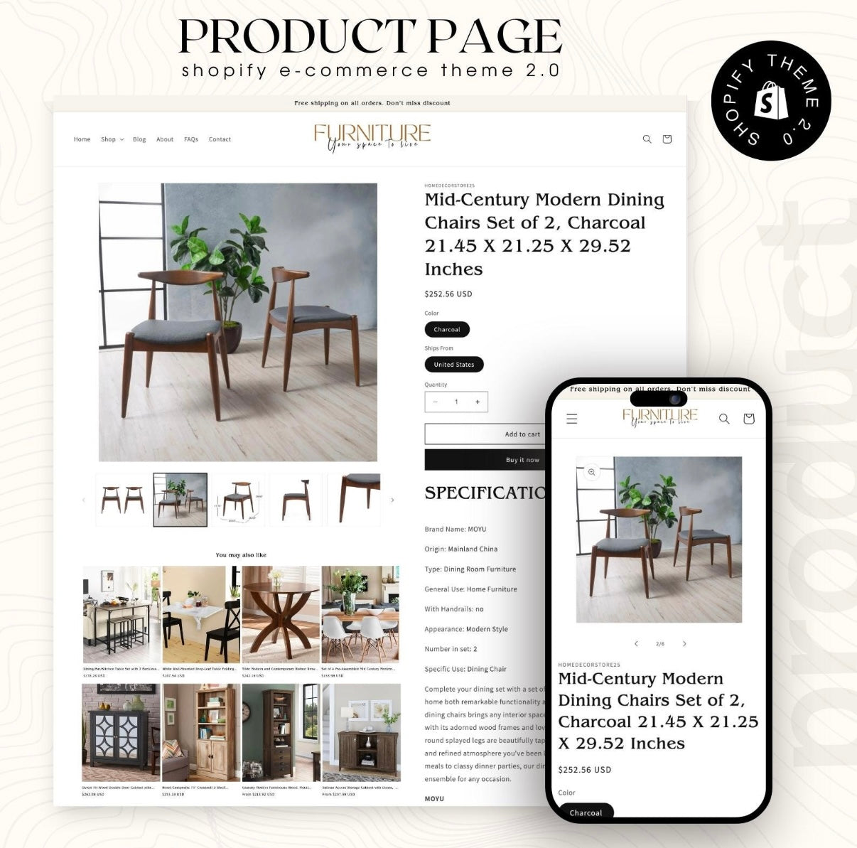 Home Furniture Shopify Theme | OS 2.0 | Editable Canva Banners | Easy Install