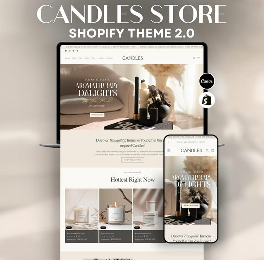 Candle Boutique – Minimal Shopify 2.0 Theme in Beige & White + 20 Instagram Templates