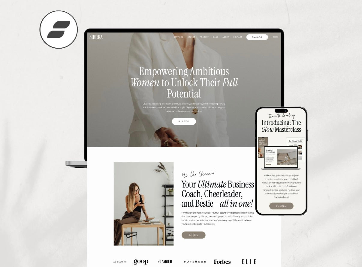 Sierra – A Sleek, Modern Showit Website Template for Coaches & Freelancers